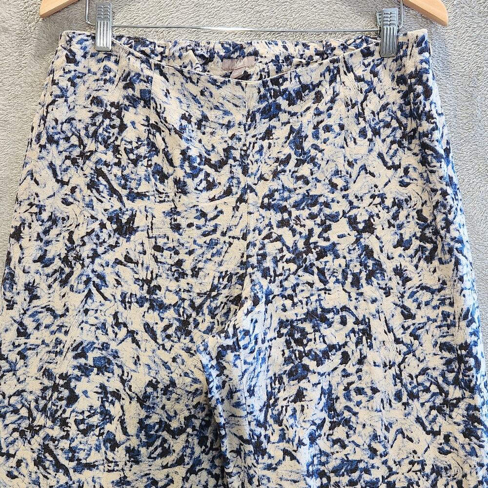 J. Jill Navy Blue Tie Dye Linen Blend Wide Leg Trousers Size 10 Coastal Business - Picture 2 of 15